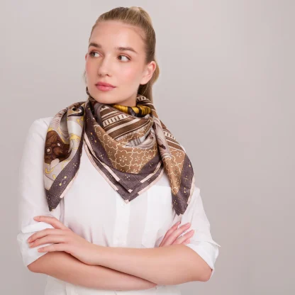 Silk Scarf Il Carnevale di Venezia Bronze - Image 3