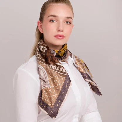 Silk Scarf Il Carnevale di Venezia Bronze - Image 4