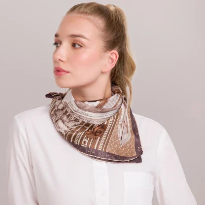 Silk Scarf Il Carnevale di Venezia Bronze - Image 5