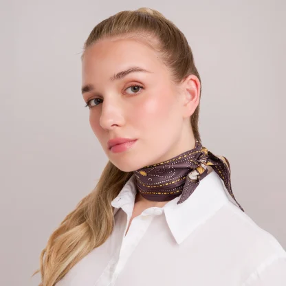 Silk Ribbon Scarf Il Carnevale di Venezia Bronze - Image 2
