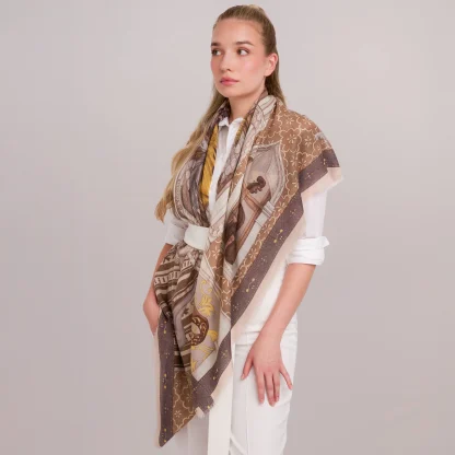 Wool Scarf Il Carnevale di Venezia Bronze - Image 3