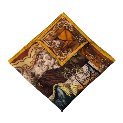 Silk Pocket Square Lago di Como Verdant Gold - Image 3