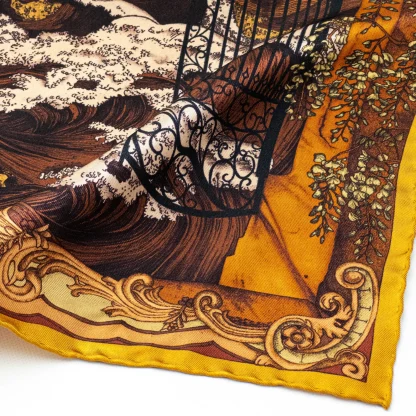Silk Pocket Square Lago di Como Verdant Gold - Image 4