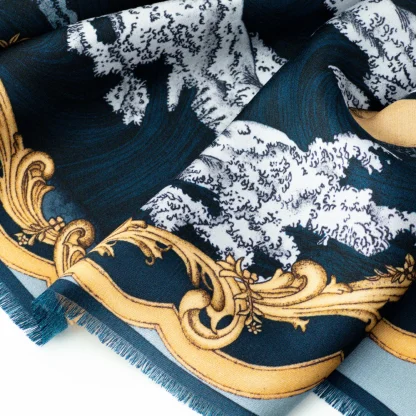 Cashmere Shawl Lago di Como Navy Blue - Image 4
