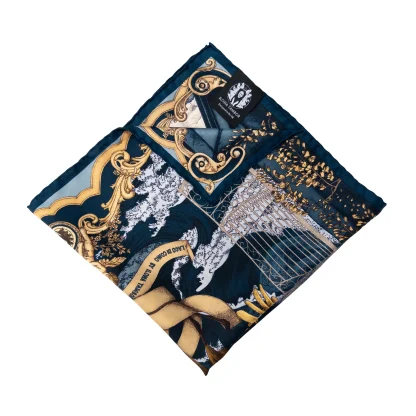 Silk Pocket Square Lago di Como Navy Blue - Image 3