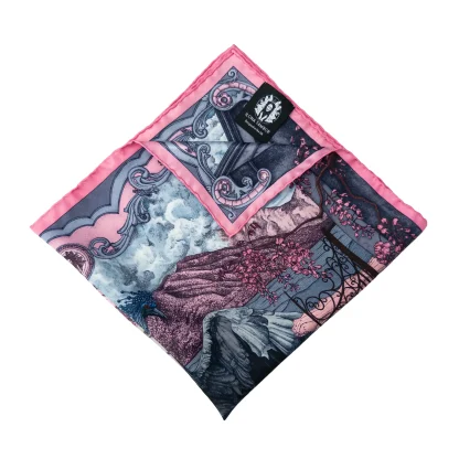 Silk Pocket Square Lago di Como Pink - Image 3