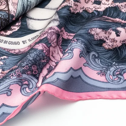 Silk Pocket Square Lago di Como Pink - Image 4