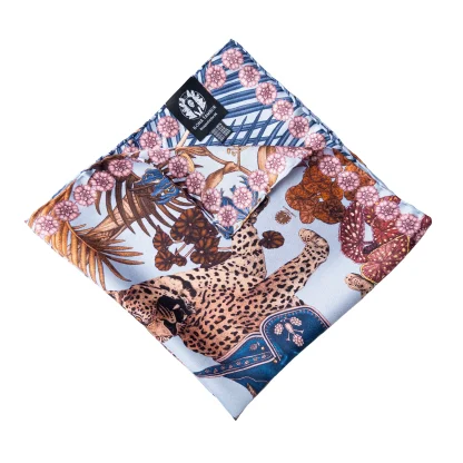 Silk Pocket Square The Jungle Dream Blue - Image 2