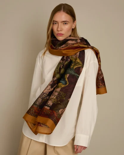 Lago Di Como – Cotton Silk Scarf Verdant Gold - Image 2