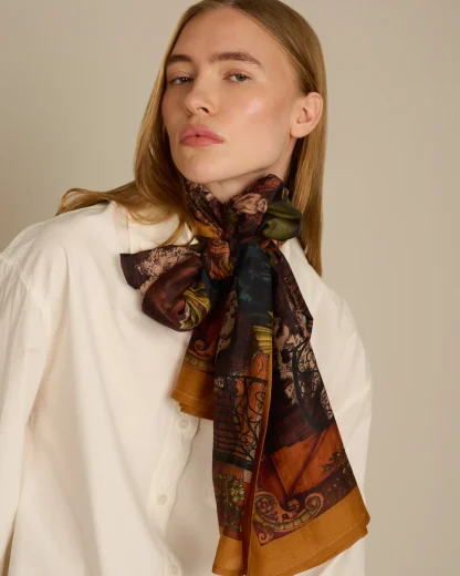 Lago Di Como – Cotton Silk Scarf Verdant Gold - Image 3