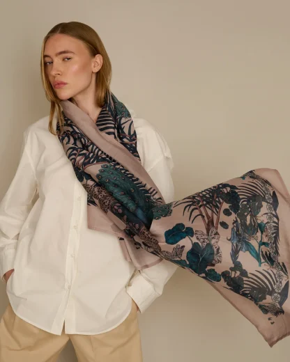 The Jungle Dream – Cotton Silk Scarf Green - Image 3