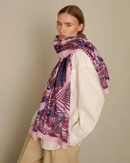 The Jungle Dream – Cotton Silk Scarf Purple - Image 3