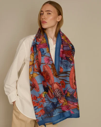 The True Summer – Cotton Silk Scarf Blue - Image 2