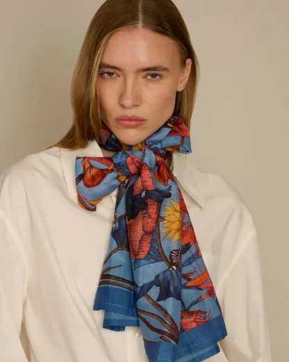 The True Summer – Cotton Silk Scarf Blue - Image 3