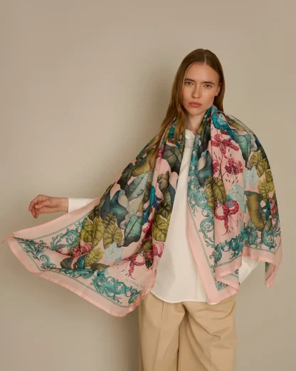 The Tropical Paradise – Cotton Silk Scarf Powder Pink - Image 3