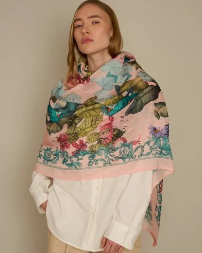The Tropical Paradise – Cotton Silk Scarf Powder Pink - Image 2