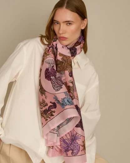 The Sea Life – Cotton Silk Scarf Pink - Image 4