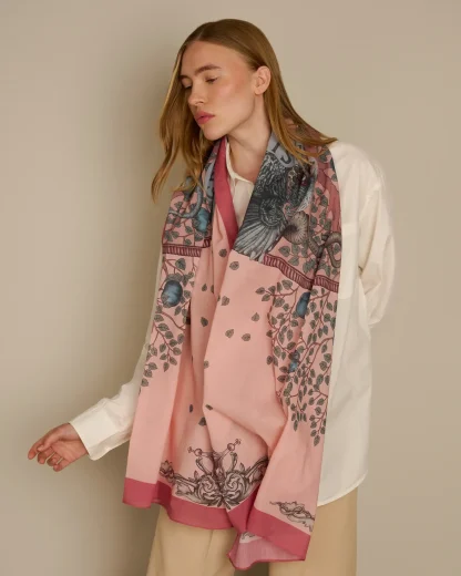 The Griffin & Basilisk – Cotton Silk Scarf Pink - Image 2