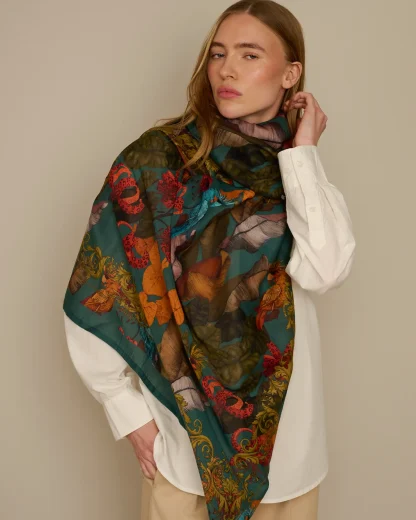 The Tropical Paradise – Cotton Silk Scarf Emerald Green - Image 2