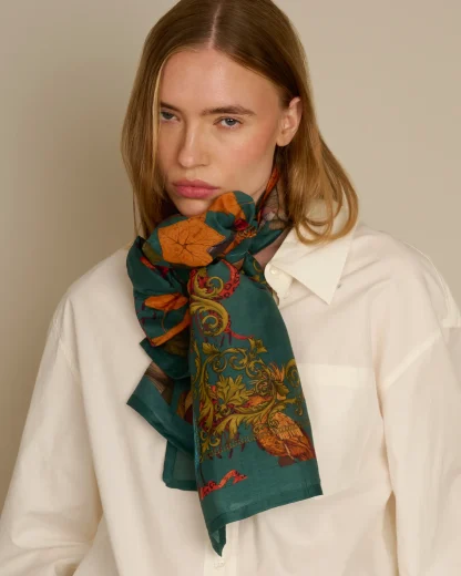 The Tropical Paradise – Cotton Silk Scarf Emerald Green - Image 3