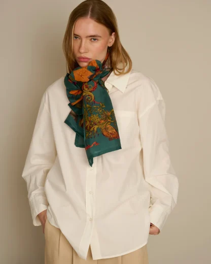 The Tropical Paradise – Cotton Silk Scarf Emerald Green - Image 4
