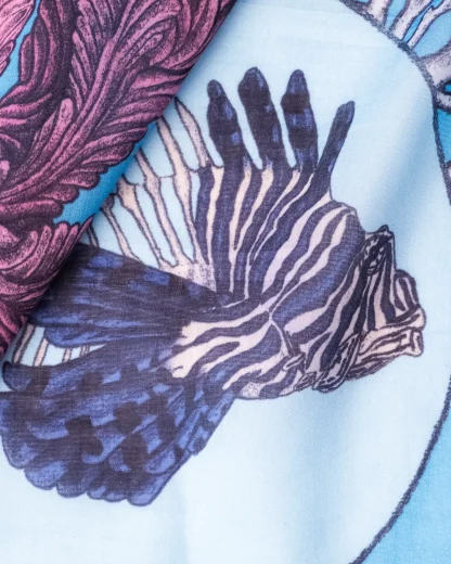 The Sea Life – Cotton Silk Scarf Blue - Image 4