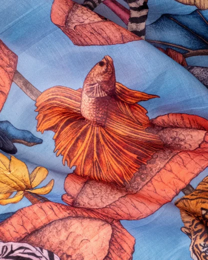 The True Summer – Cotton Silk Scarf Blue - Image 4