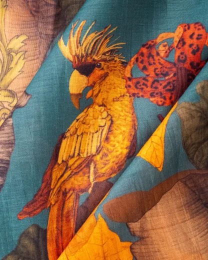The Tropical Paradise – Cotton Silk Scarf Emerald Green - Image 5