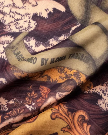 Lago Di Como – Cotton Silk Scarf Verdant Gold - Image 4