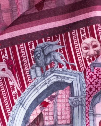Il Carnevale di Venezia – Cotton Silk Scarf Venetian Pink - Image 4