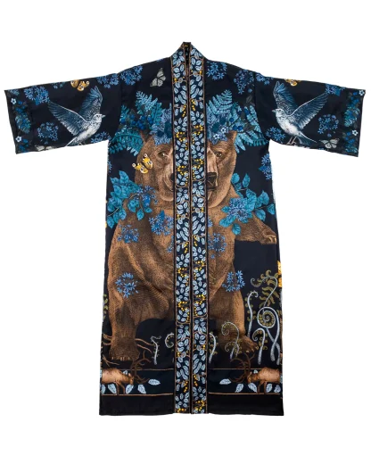 Silk Kimono Robe Leshy Navy Blue - Image 2