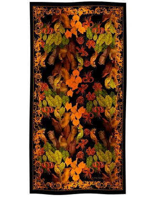 The Tropical Paradise – Cotton Silk Scarf Black