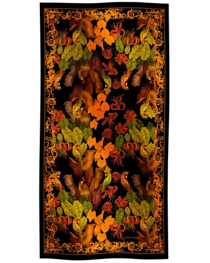 The Tropical Paradise – Cotton Silk Scarf Black