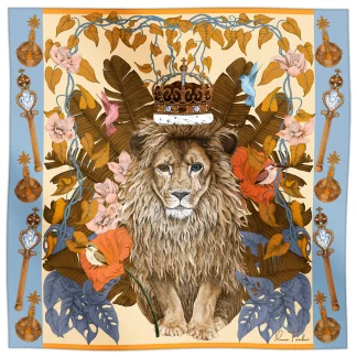 Luxury silk scarf Lion scarf Leopard scarf Ilona Tambor Luxury scarves Collection
